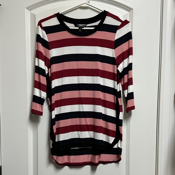 41 Hawthorn Tops - 41 Hawthorn Striped Long Sleeve Top - Black, White, and Pink